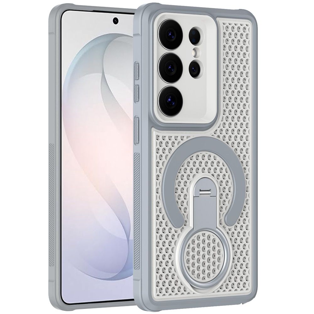 Magnetic Honeycomb Kickstand Hybrid Case For Samsung s26 Ultra- Gray