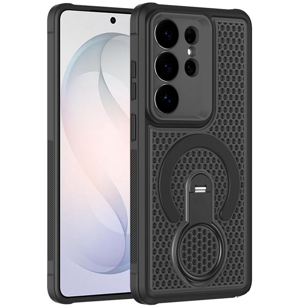 Magnetic Honeycomb Kickstand Hybrid Case For Samsung s26 Ultra- Black
