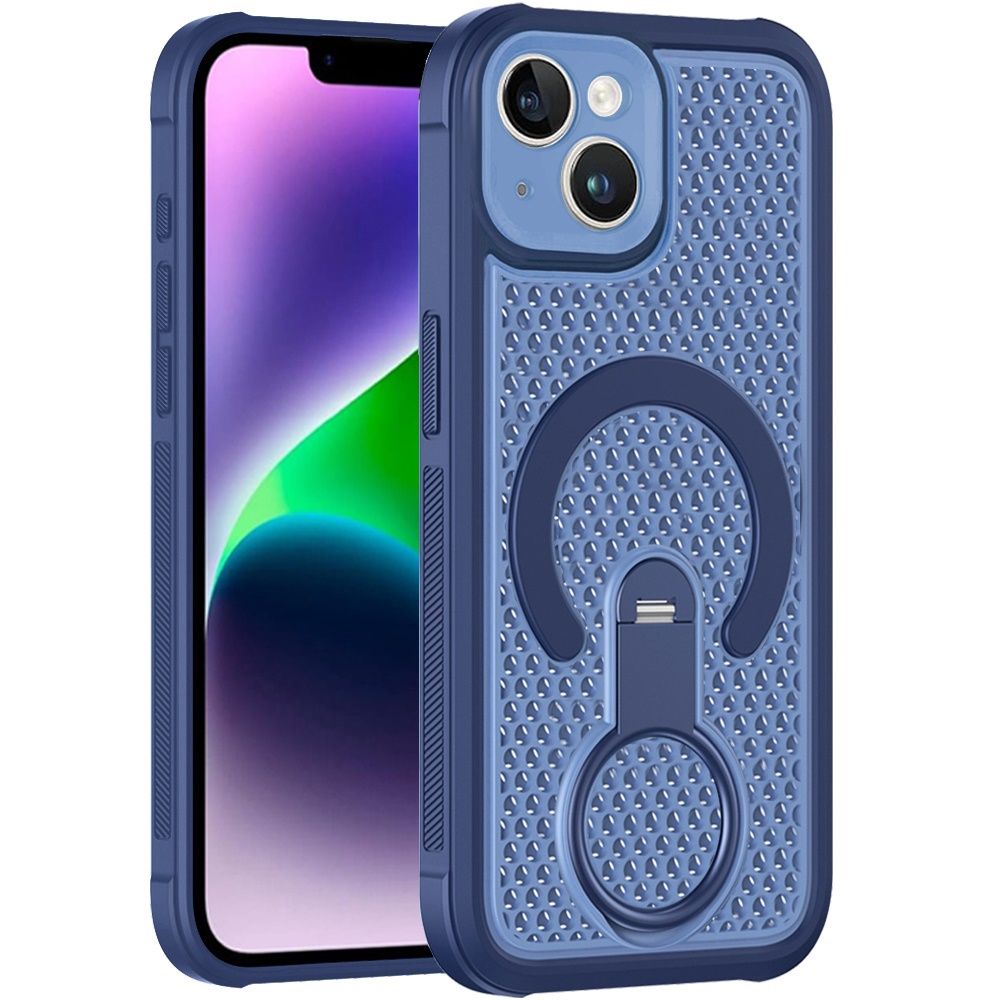 Magnetic Honeycomb Kickstand Hybrid Case For iPhone 13/14 - Blue