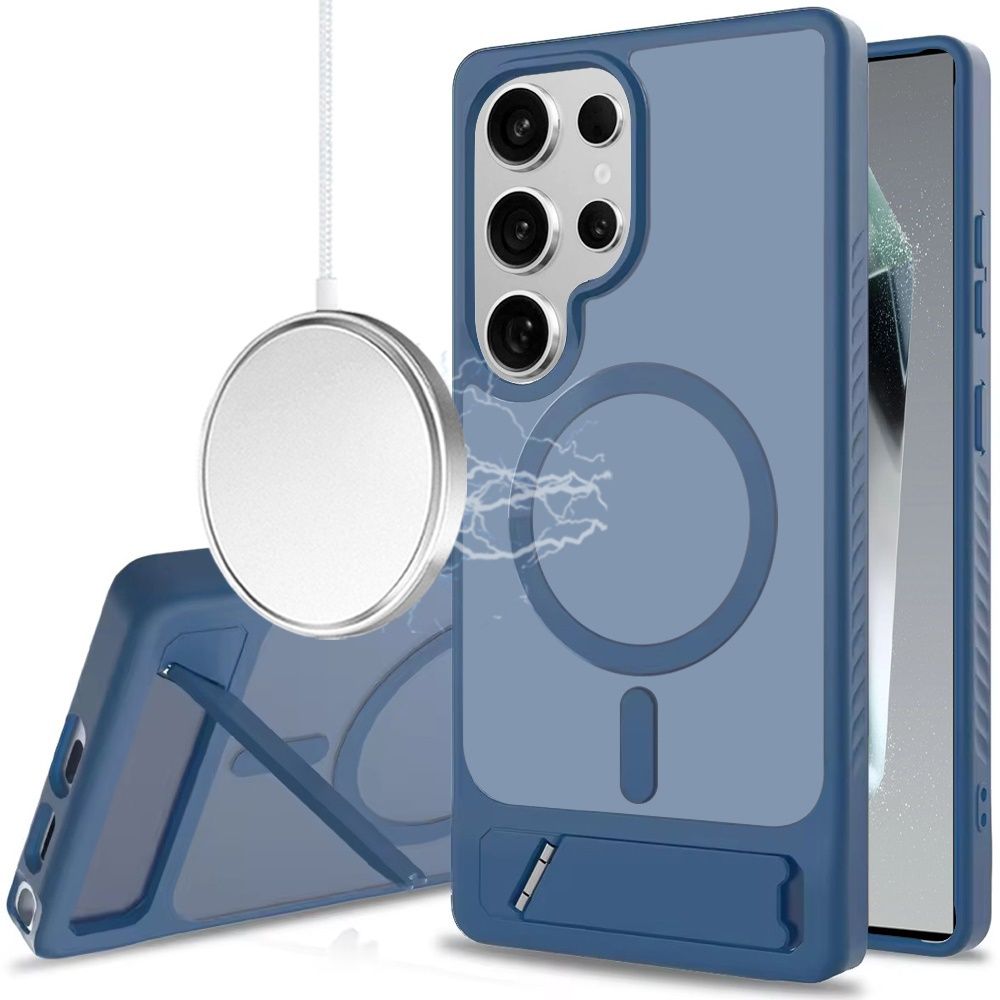 Matte Magnetic Hybrid with Metal Kickstand Case For Samsung Galaxy s24 Ultra - Royal blue