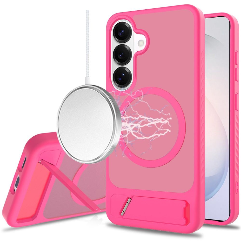 Matte Magnetic Hybrid with Metal Kickstand Case For Samsung s26 Plus - Hot Pink
