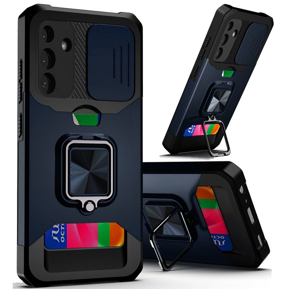Samsung s25/s24 Multi-Functional Card Magnetic Samsung s25/s24 Multi-Functional Card Magnetic Ring Stand Hybrid Camera Case Cover - BLUERing Stand Hybrid Camera Case Cover - RED