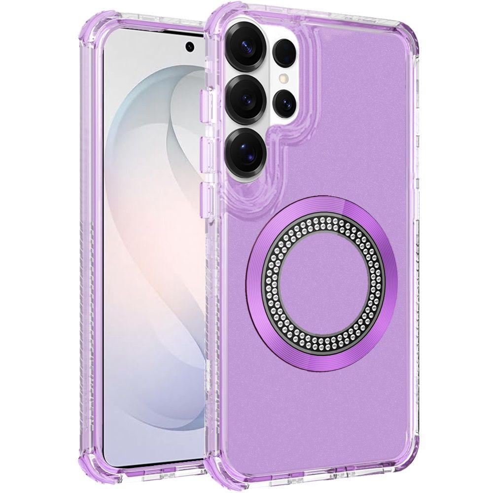 Samsung s26 Ultra Magnetic Ring Circle Bling Chrome 3in1 Hybrid Case - Purple