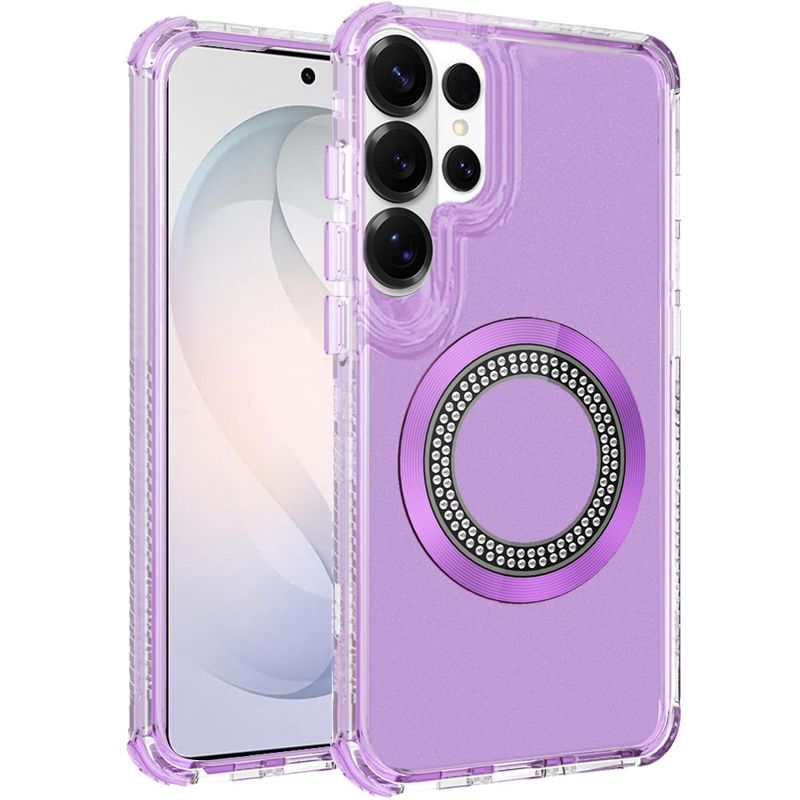 Samsung s26 Ultra Magnetic Ring Circle Bling Chrome 3in1 Hybrid Case - Purple