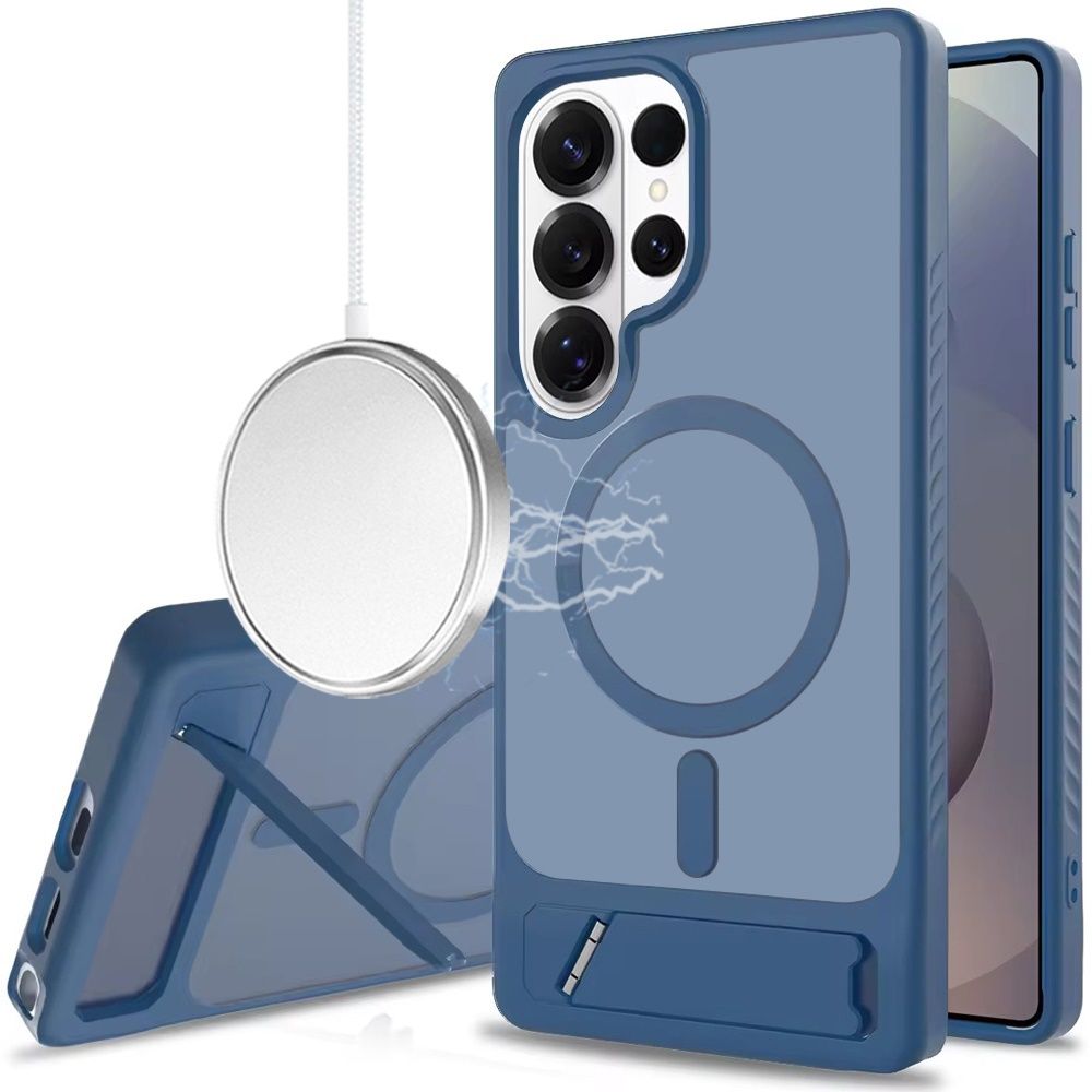 Matte Magnetic Hybrid with Metal Kickstand Case For Samsung s25 Ultra- Royal blue