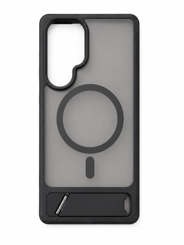 Matte Magnetic Hybrid with Metal Kickstand Case For Samsung s25 Ultra- Black