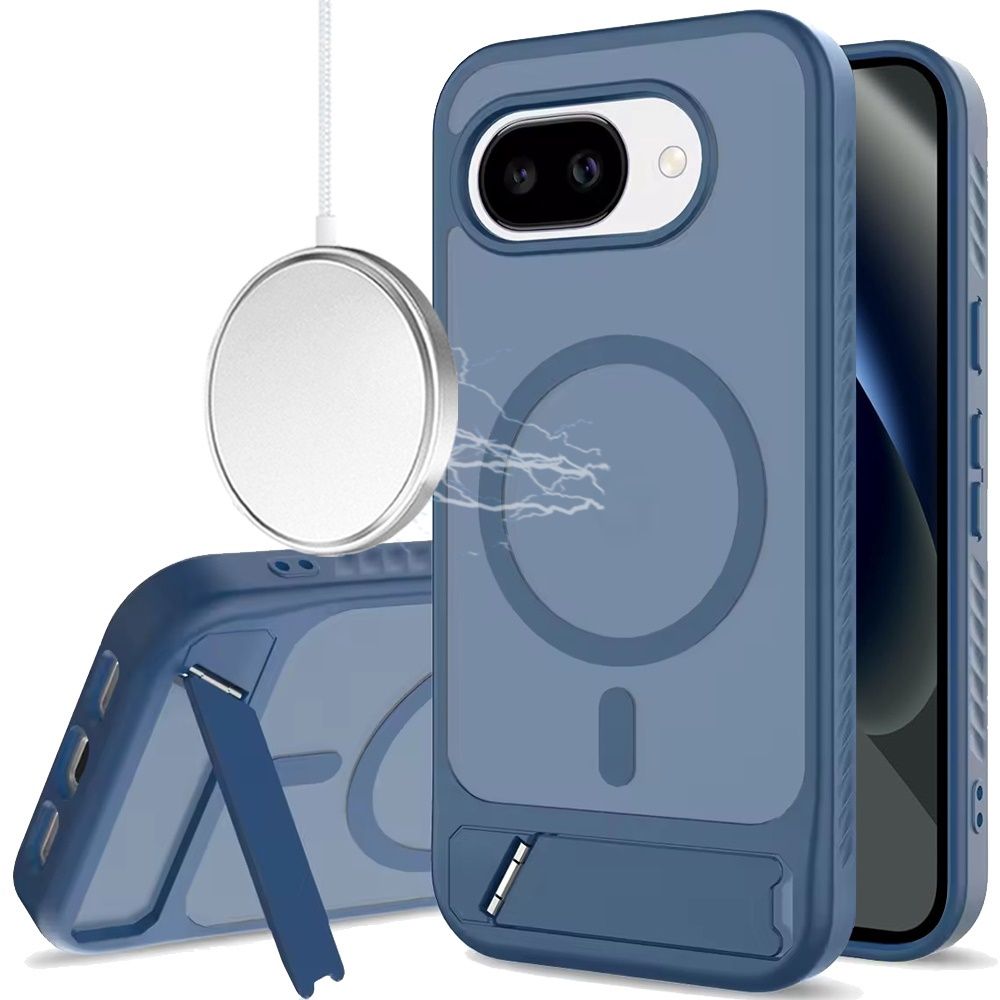 For Google Pixel 10a Matte Magnetic Hybrid with Metal Kickstand Case - Royal blue