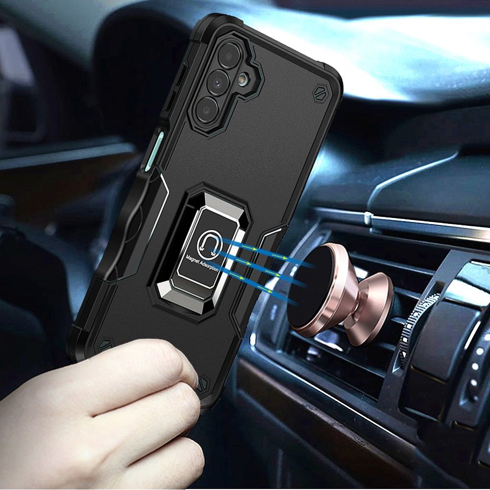 Samsung A17 5G OPTIMUM Magnetic Ring Stand Hybrid Case Cover - Black