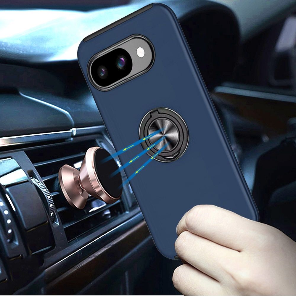 Utter Tough Metal Ring Movable Camera Window Hybrid Case Cover for Samsung Galaxy A37 -Blue