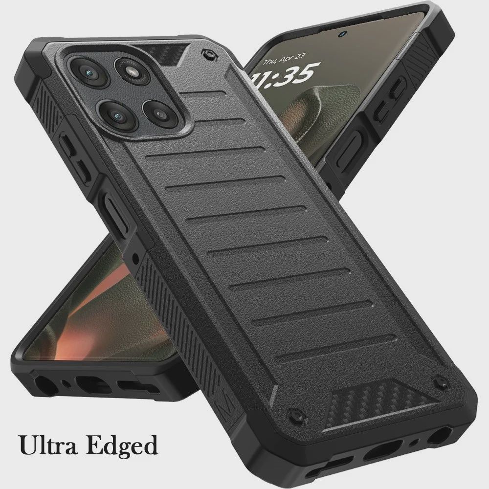 Motorola Moto Edge 2026 Premium Tough Lined Design Hybrid Case Cover - Black