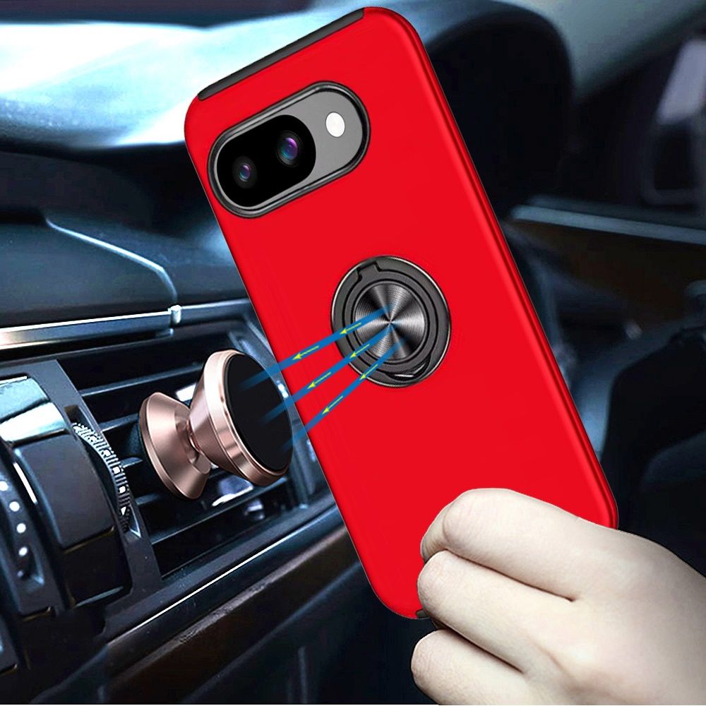 Utter Tough Metal Ring Movable Camera Window Hybrid Case Cover for Samsung Galaxy A37 -red