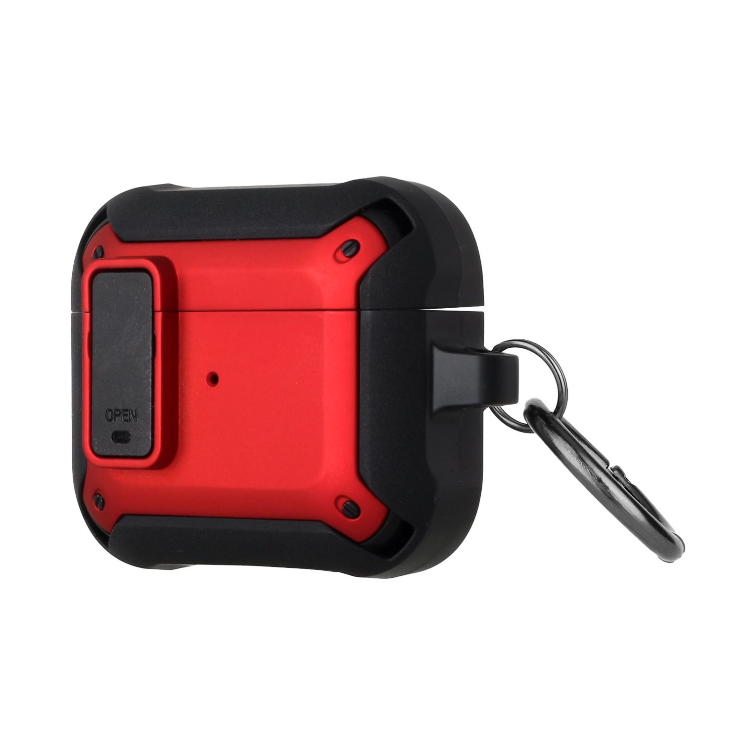 AirPods 3 Switch Closure Premium Ultra ShockProof Hybrid With Metal Hook Case Cover - Black+RED