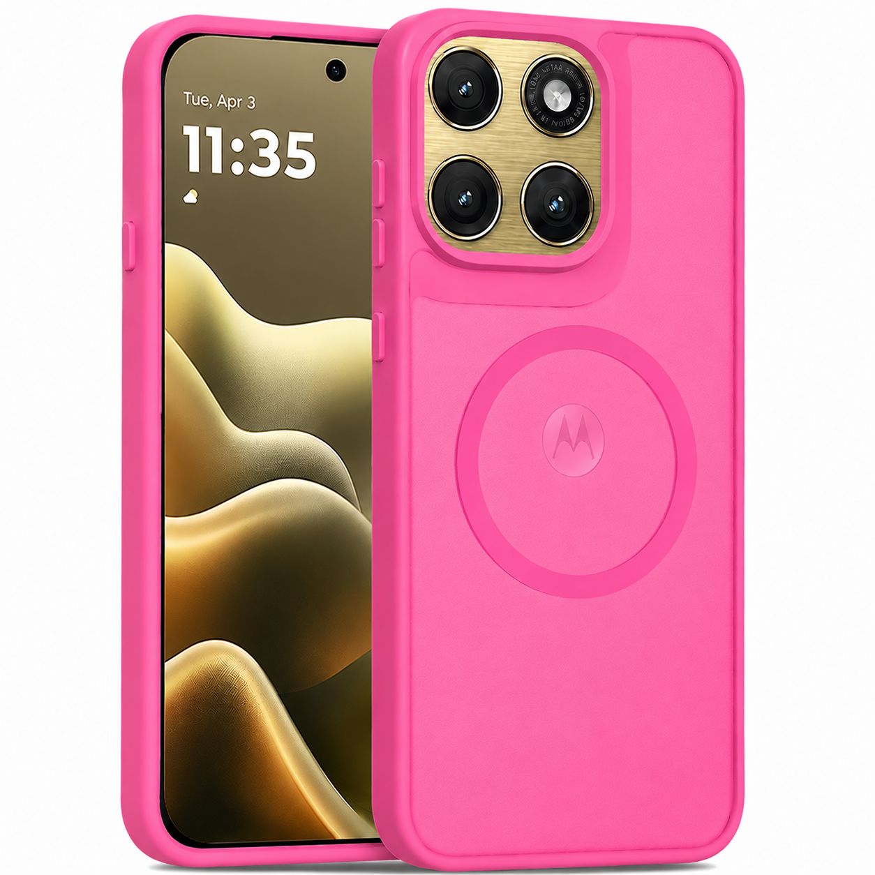Magnetic Circle Smooth Safe Matte Feel Hybrid Case for Motorola Moto Edge 2026 - Hot Pink