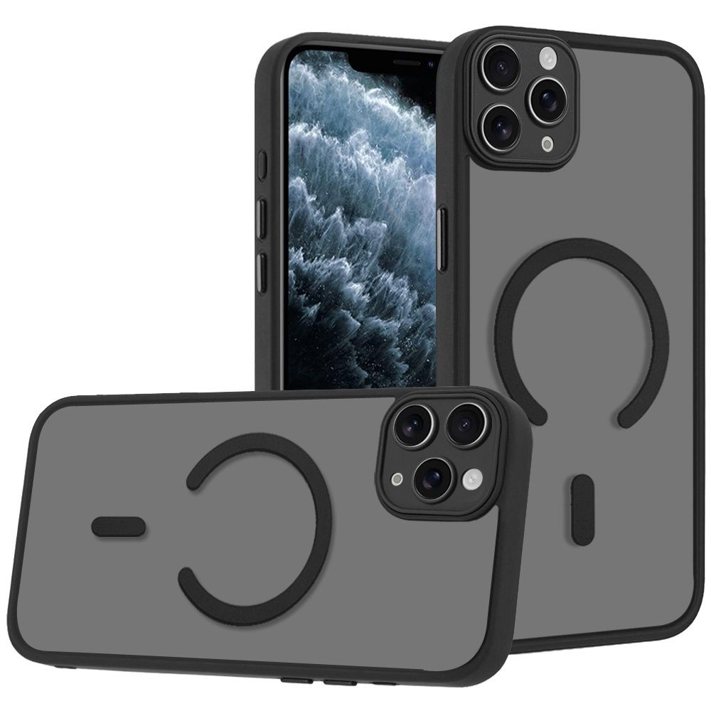 IPhone 11 PRO MAX / XS Max Matte Frosted Magnetic Hybrid Case with Covered Camera Protection - Black