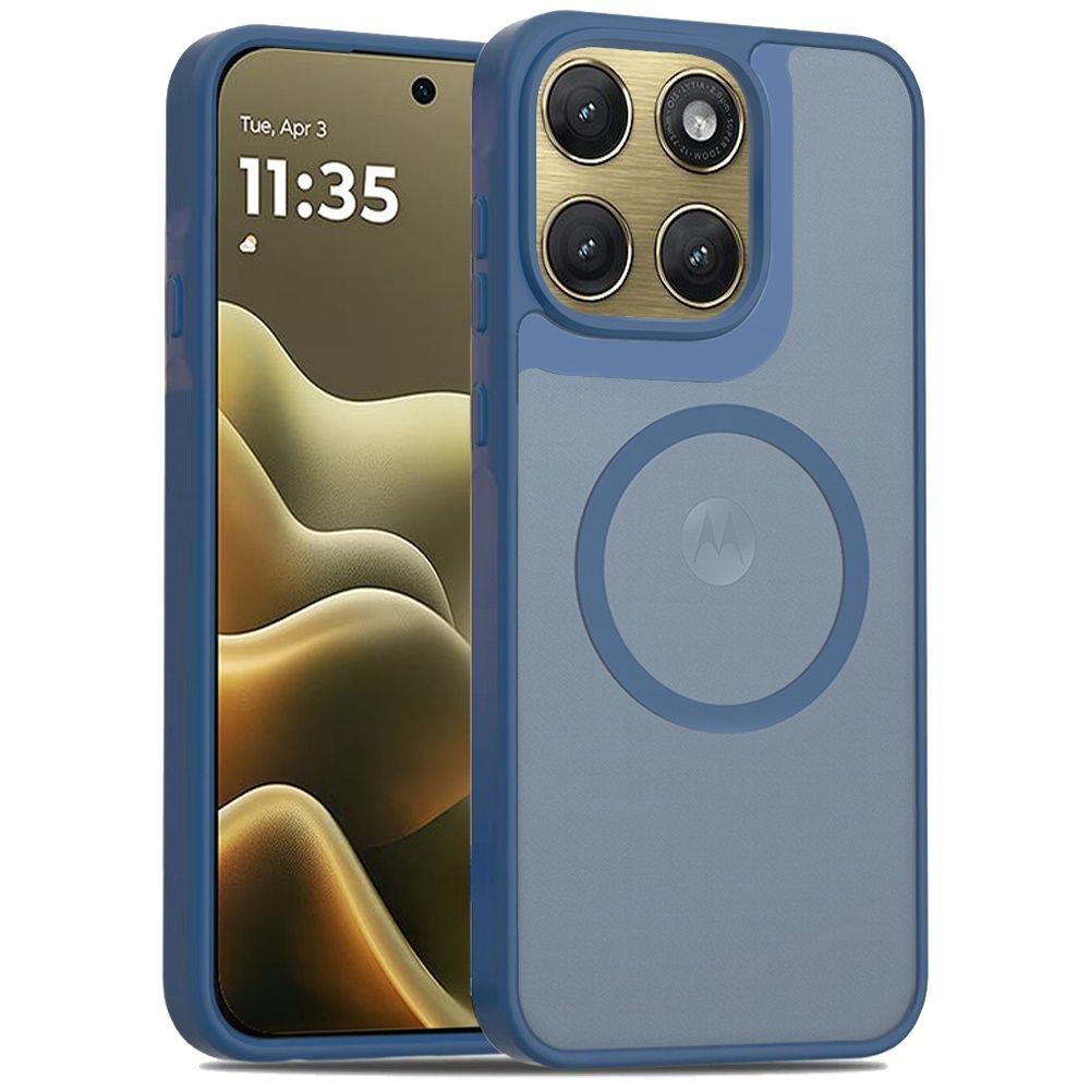 Magnetic Circle Smooth Safe Matte Feel Hybrid Case For Motorola Moto Edge 2026 - Navy Blue