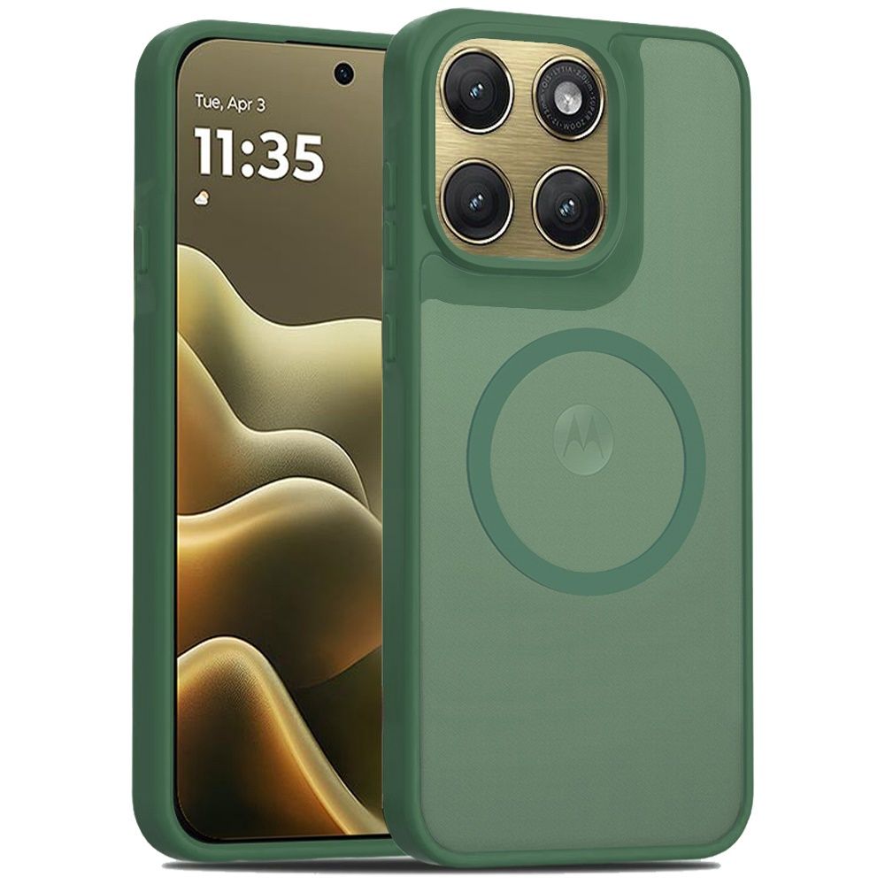 Magnetic Circle Smooth Safe Matte Feel Hybrid Case for Motorola Moto Edge 2026 - Midnight Green