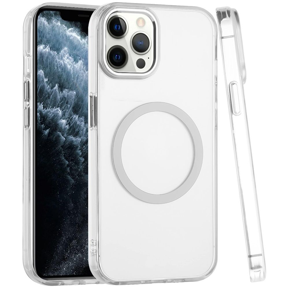 IPhone 11 Pro MAX (XI6.5) Magnetic Circle Ring Transparent Premium Acrylic with Metal Buttons &amp; Camera Raised Lip - Clear