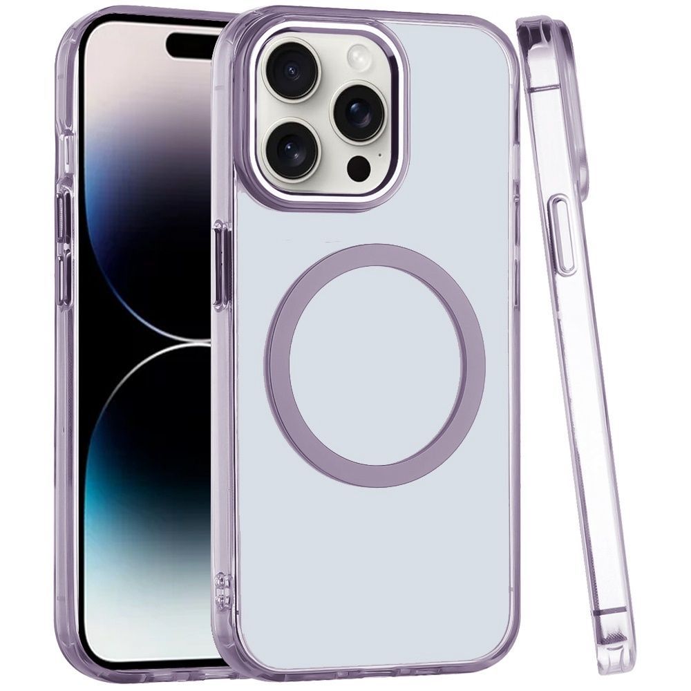 IPhone 11 Pro MAX (XI6.5) Magnetic Circle Ring Transparent Premium Acrylic with Metal Buttons &amp; Camera Raised Lip - LIGHT PURPLE