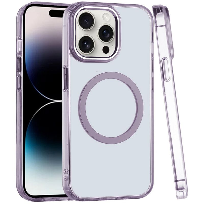 IPhone 11 Pro MAX (XI6.5) Magnetic Circle Ring Transparent Premium Acrylic with Metal Buttons &amp; Camera Raised Lip - LIGHT PURPLE