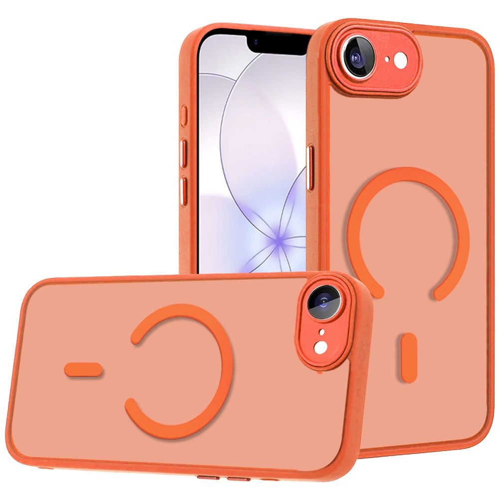 IPhone 17E / 16E / SE4 Matte Frosted Magnetic Hybrid Case with Covered Camera Protection - Cosmic Orange