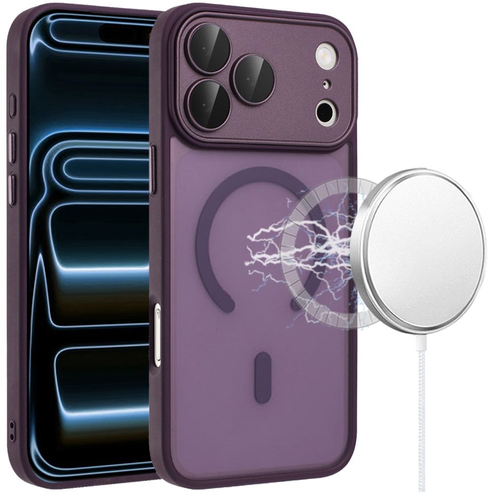 IPhone 17E / 16E / SE4 Matte Frosted Magnetic Hybrid Case with Covered Camera Protection - DARK PURPLE
