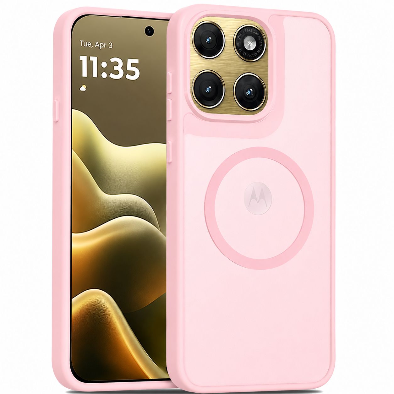 Magnetic Circle Smooth Safe Matte Feel Hybrid Case for Motorola Moto Edge 2026 - Light Pink
