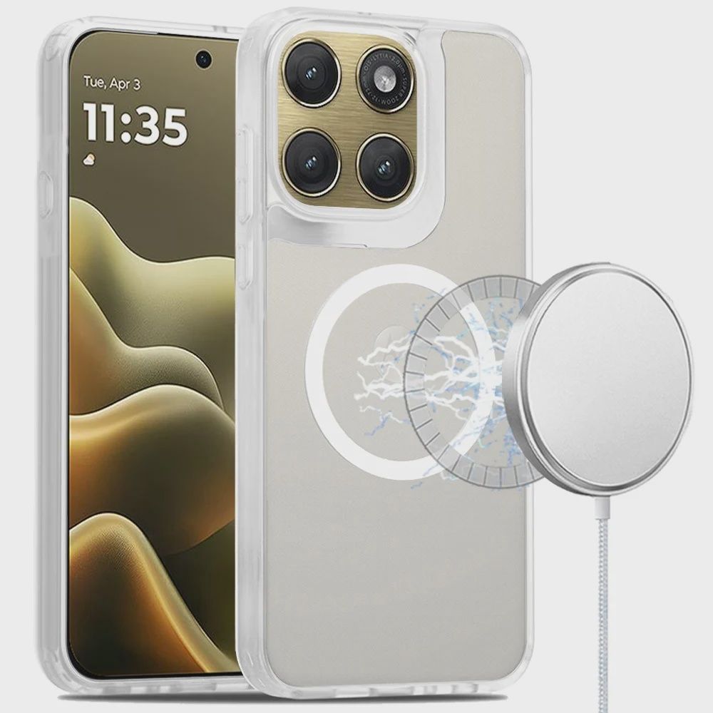 Magnetic Circle Smooth Safe Matte Feel Hybrid Case for Motorola Moto Edge 2026 - Clear