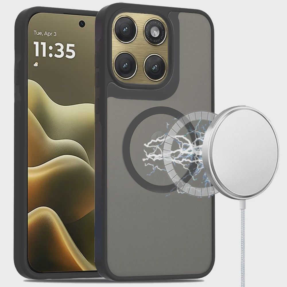 Magnetic Circle Smooth Safe Matte Feel Hybrid Case for Motorola Moto Edge 2026 - Black