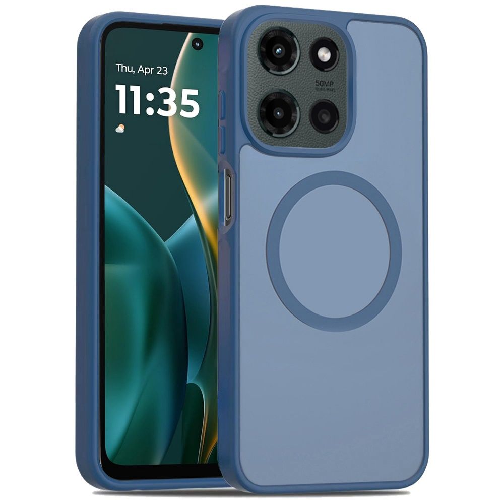 Magnetic Circle Smooth Safe Matte Feel Hybrid Case for Moto G Stylus 5G 2026/2025 - Navy Blue