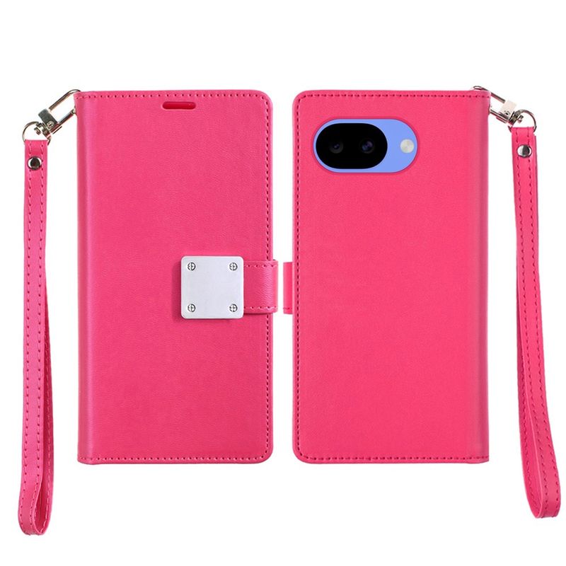 Wallet ID Card Holder Case Cover for Samsung A17 5G- Hot Pink