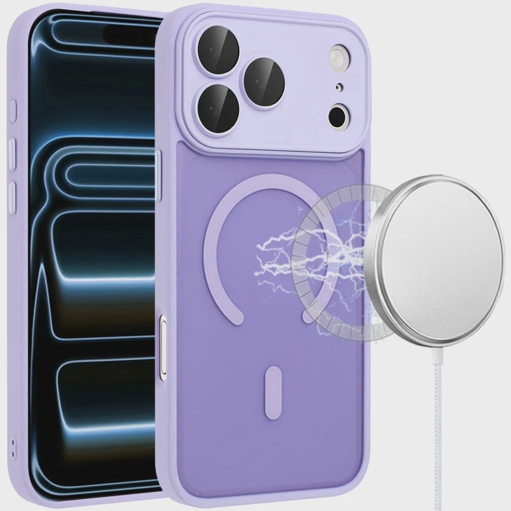 IPhone 17 Pro Max Matte Frosted Magnetic Hybrid Case with Covered Camera Protection - Light Purple