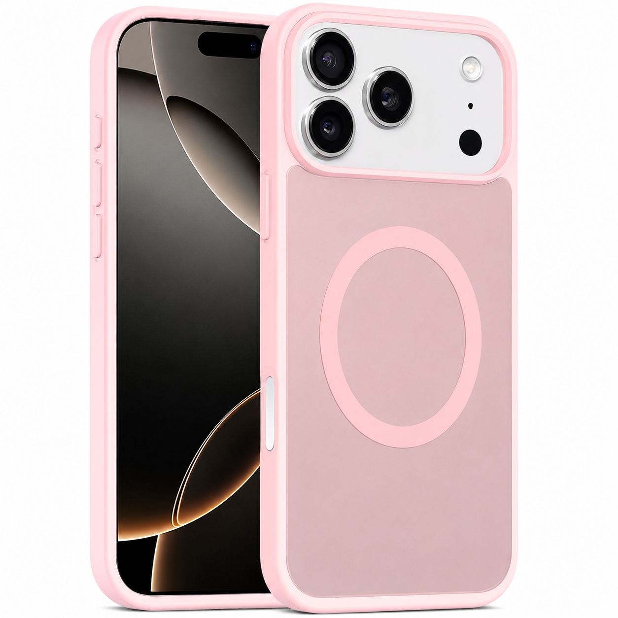 Magnetic Circle Smooth Safe Matte Feel Hybrid Case for iPhone 17 Pro Max - Light Pink