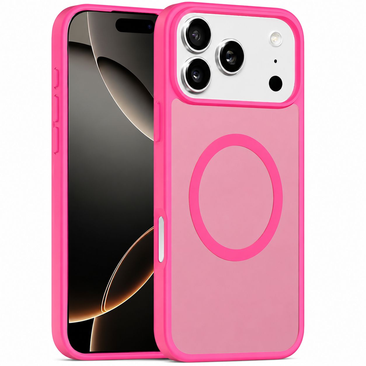 Magnetic Circle Smooth Safe Matte Feel Hybrid Case for iPhone 17 Pro Max - Hot Pink
