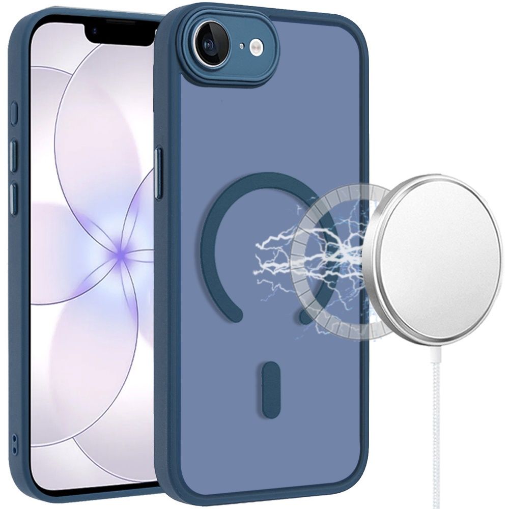 IPhone 17E / 16E / SE4 Matte Frosted Magnetic Hybrid Case with Covered Camera Protection - DARK BLUE