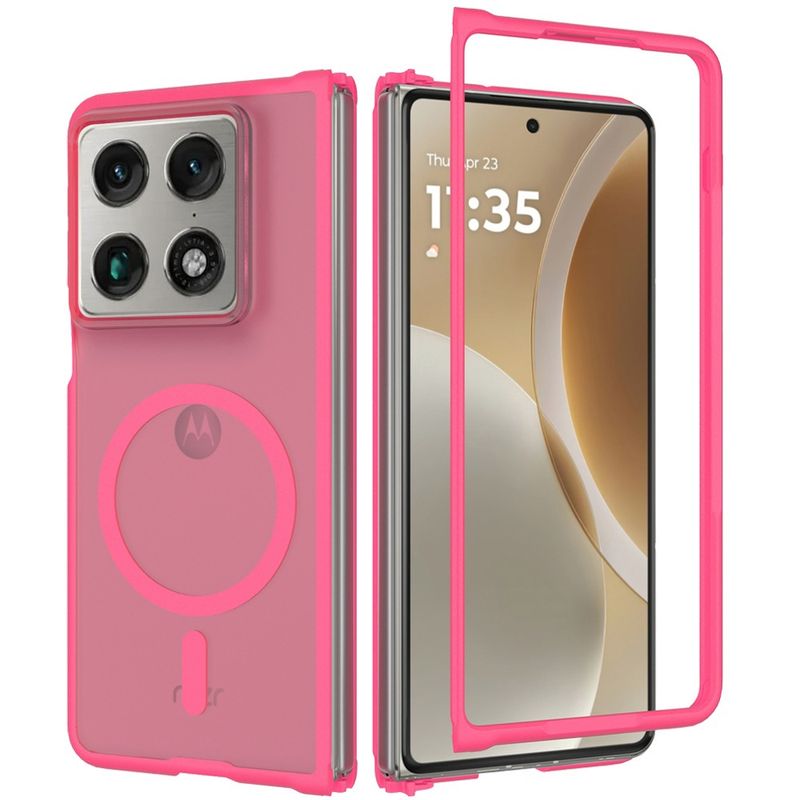 Magnetic Circle Smooth Safe Matte Feel Hybrid Case for Motorola Razr Fold 2026- Hot Pink