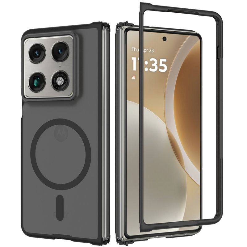 Magnetic Circle Smooth Safe Matte Feel Hybrid Case for Motorola Razr Fold 2026- Black