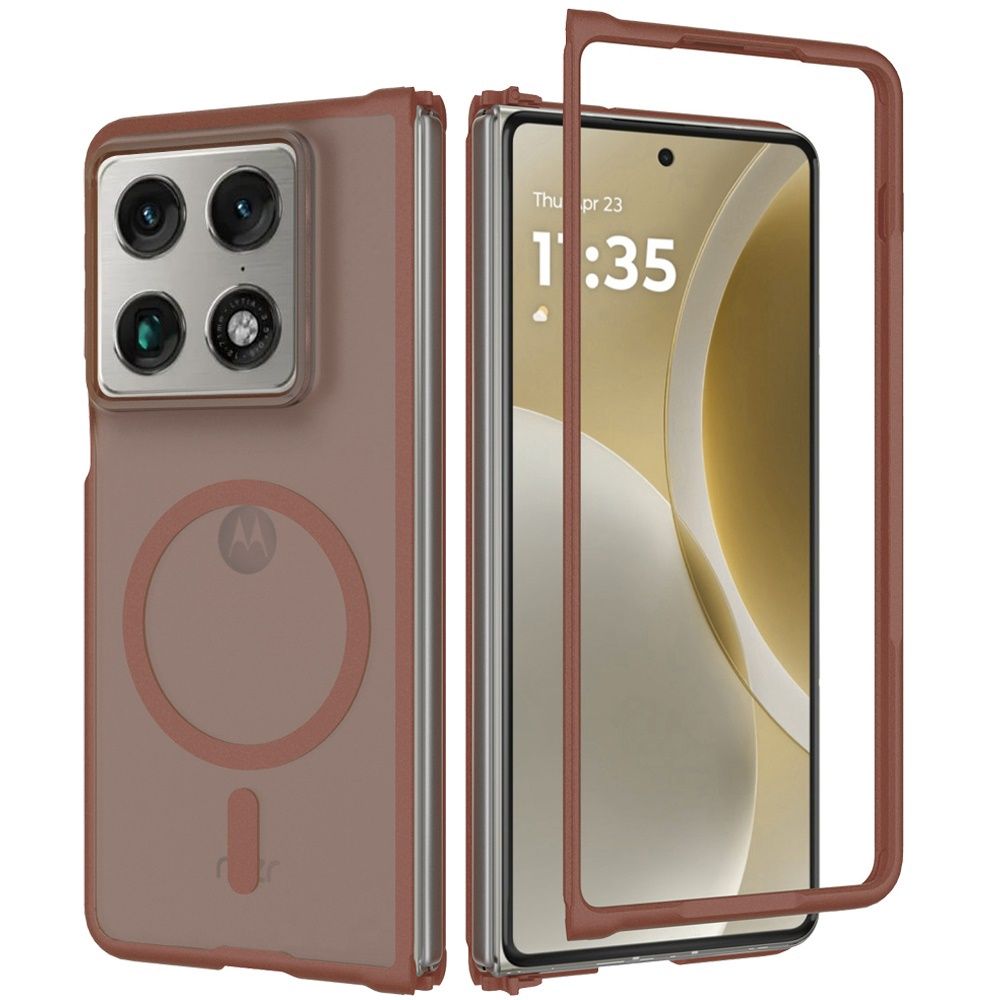 Magnetic Circle Smooth Safe Matte Feel Hybrid Case for Motorola Razr Fold 2026- Brown
