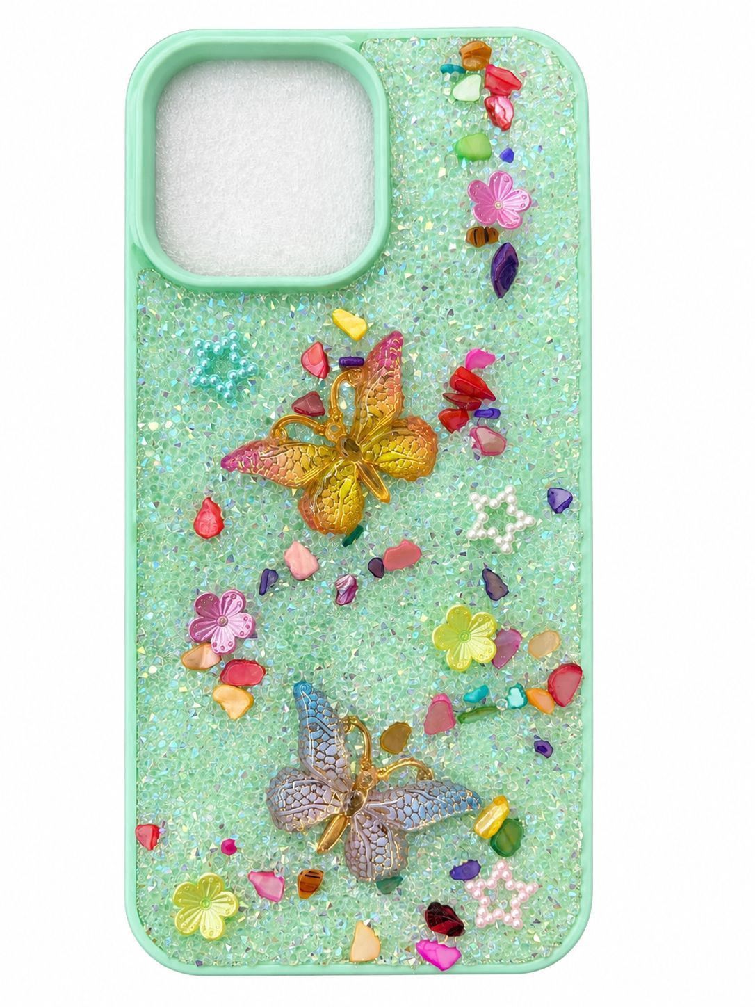 Rain Flower Stone Butterfly Phone Case For Iphone 11 - Green