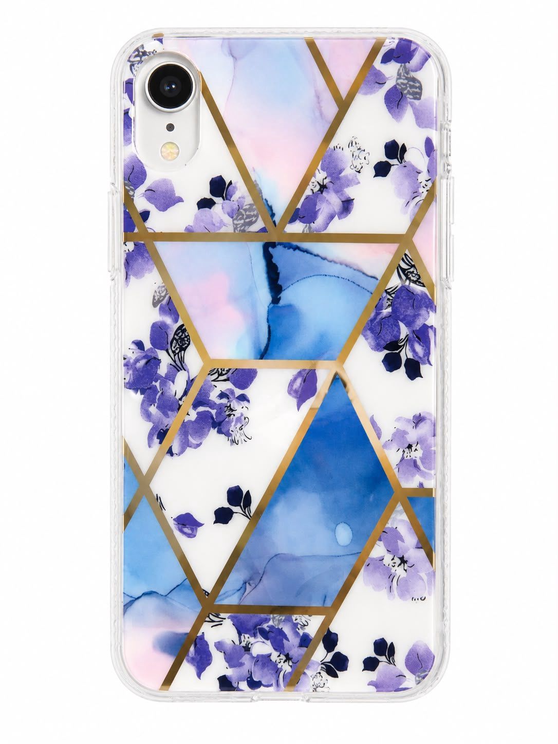 Geometric Floral Designer Phone Case for Iphone XR  – Purple &amp; Blue