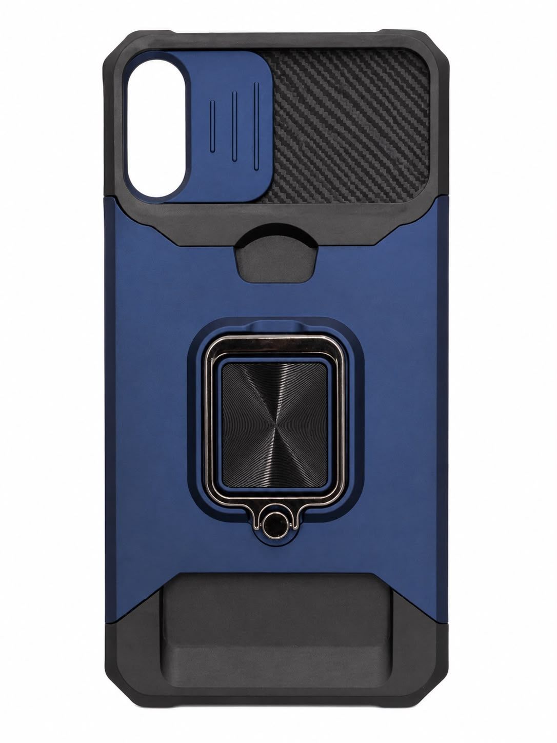 Multi-Functional Card Magnetic Ring Stand Hybrid Camera Case Cover for Iphone XR - Blue