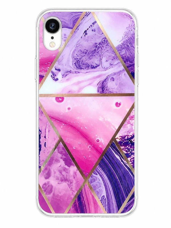 Geometric Floral Designer Phone Case for Iphone XR  – Purple and Pink