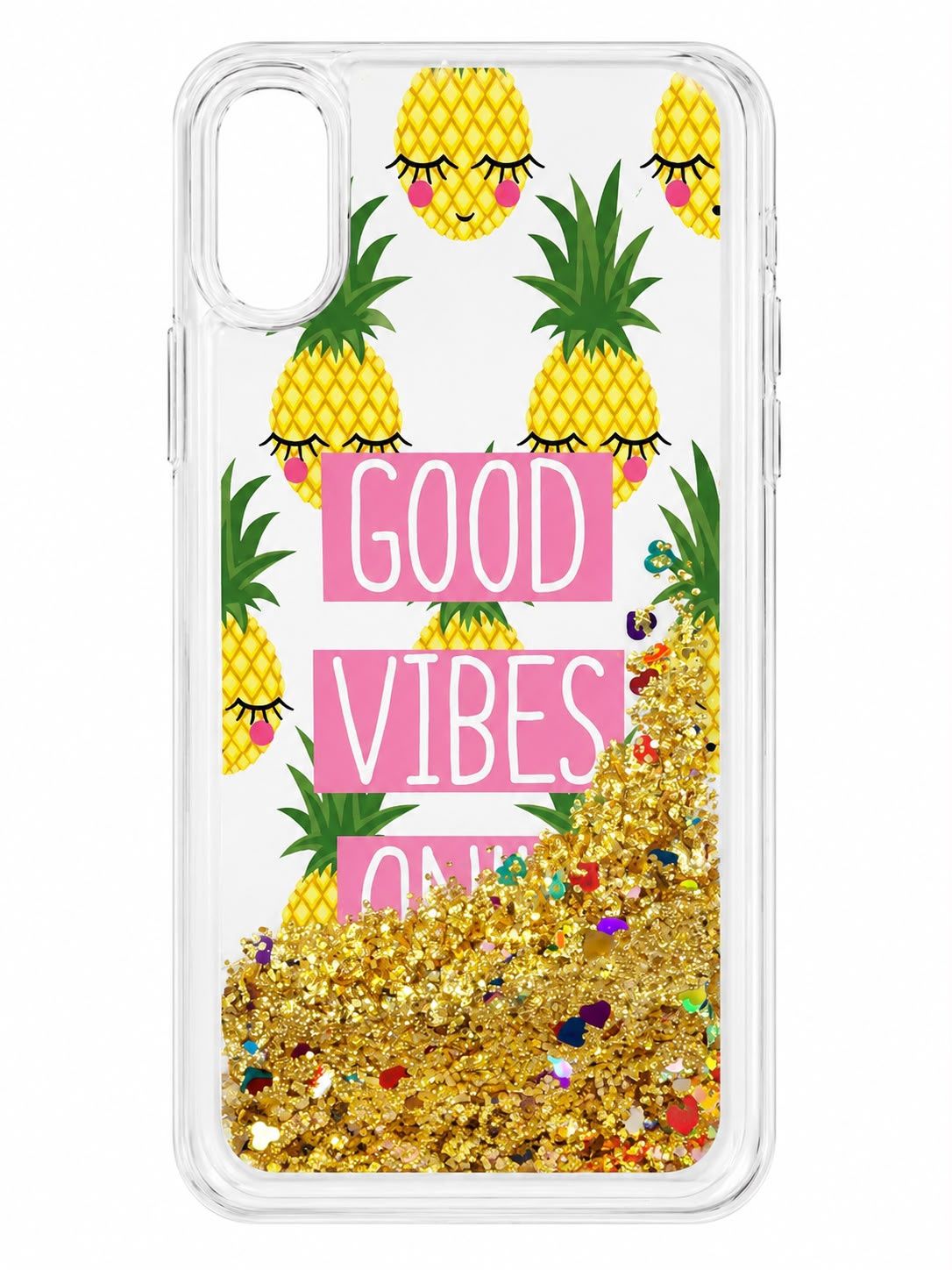 Good Vibes Pineapple Glitter Phone Case for Iphone XR