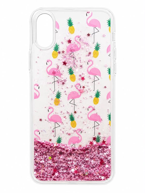 Flamingo &amp; Pineapple Liquid Glitter Phone Case for Iphone XR