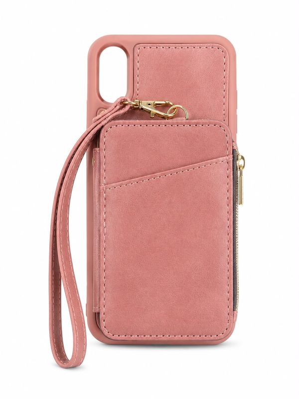 Multi Card Wallet with Zipper For Iphone XR - Pink