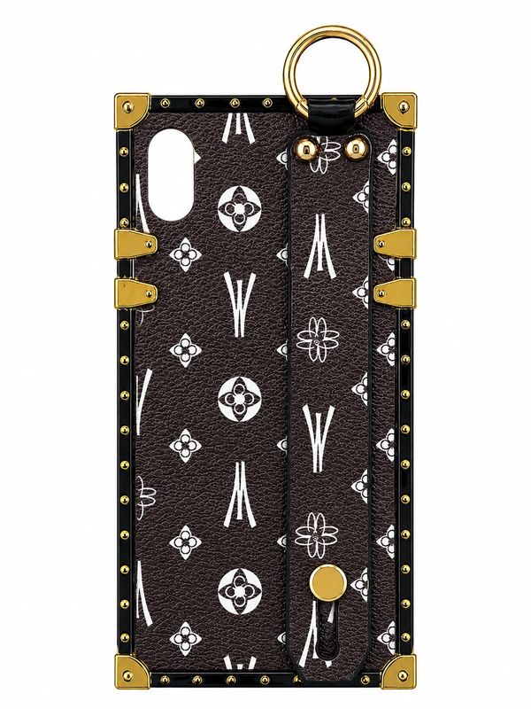 Luxury Designer-Inspired Ring Holder Phone Case for Iphone XR-Brown with White Accent