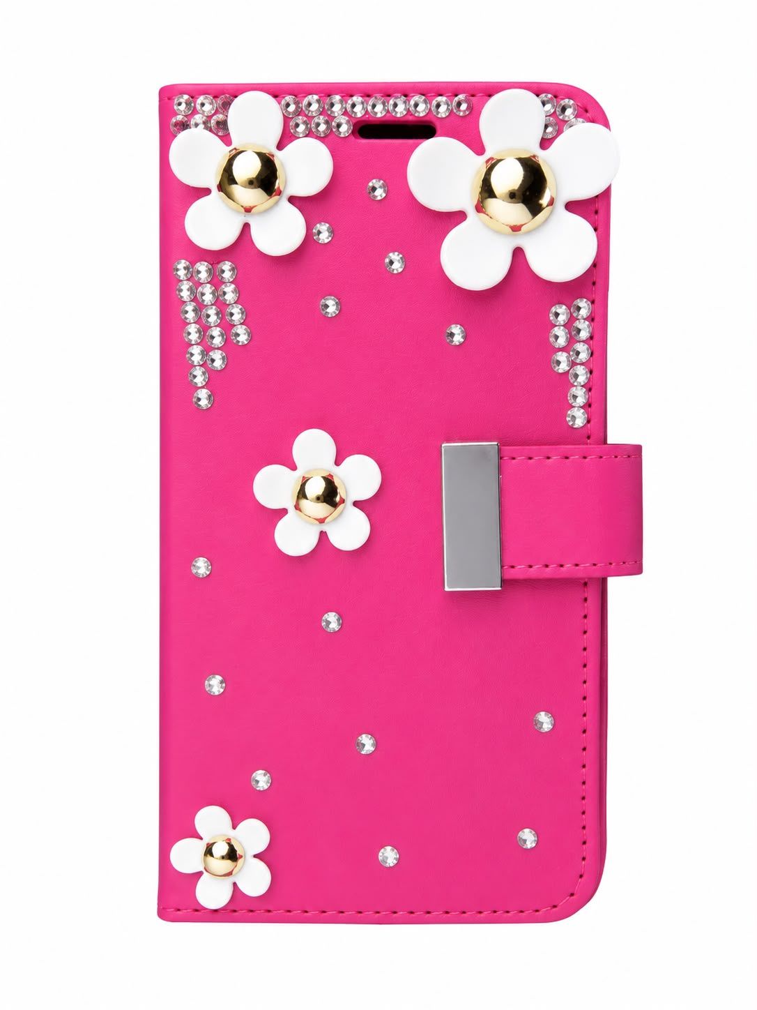 Luxury Pink Floral Wallet Phone Case for Iphone XR- Hot Pink
