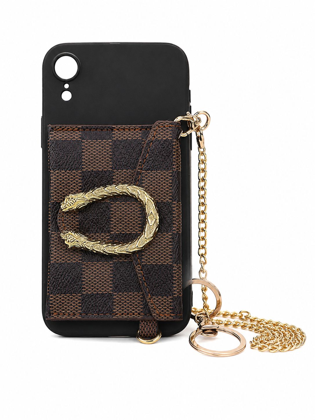 Luxury Wallet Phone Case for Iphone XR with Card Holder &amp; Gold Chain