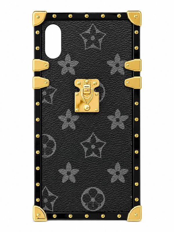 Luxury Trunk-Style Phone Case for Iphone XR-Matte Brown with Gray Print