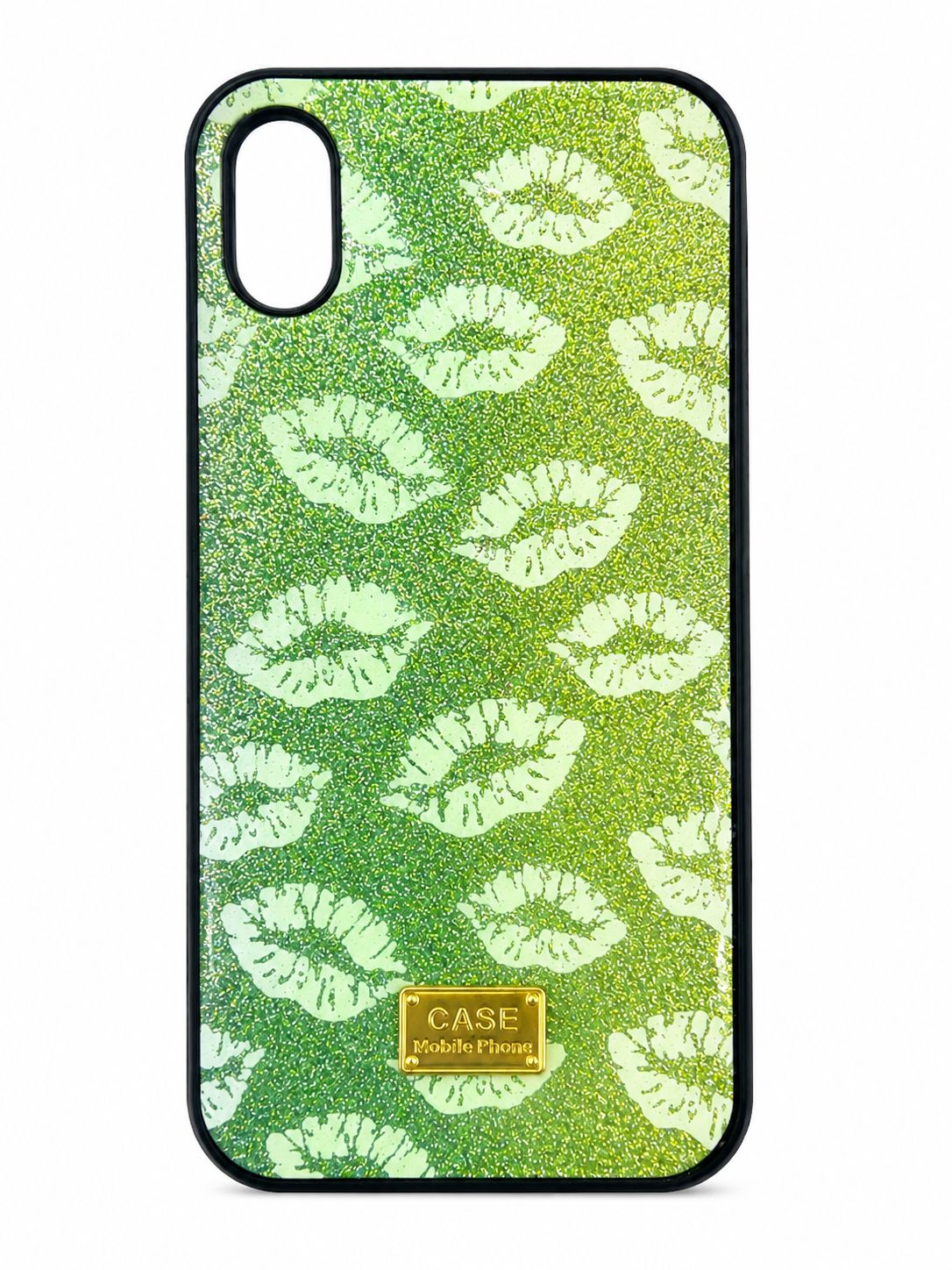 Glitter Lip Print Phone Case for Iphone XR-Green