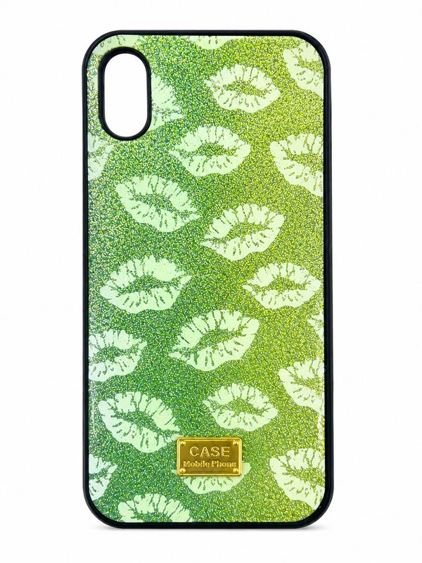 Glitter Lip Print Phone Case for Iphone XR-Green